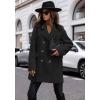 imagechouyatou Womens Winter Double Breasted Wool Pea Coat Classic Notch Lapel Office Wool Coat OvercoatBlack