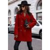 imagechouyatou Womens Winter Double Breasted Wool Pea Coat Classic Notch Lapel Office Wool Coat OvercoatRed