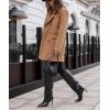 imagechouyatou Womens Winter Lapel Collar Double Breasted Office Work Wool Blend Trench Pea Coat OvercoatKhaki