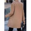imagechouyatou Womens Winter Notched Collar Open Front Wool Coat Midi Long Business Casual Wool Pea CoatCamel