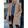imagechouyatou Womens Winter Notched Collar Open Front Wool Coat Midi Long Business Casual Wool Pea CoatCamel