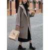 imagechouyatou Womens Winter Open Front Wool Coat Causal Hooded Mid Long Trench Coat Overcoat with PocketsApricot Grey
