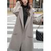 imagechouyatou Womens Winter Open Front Wool Coat Causal Hooded Mid Long Trench Coat Overcoat with PocketsApricot Grey