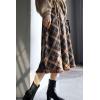 imagechouyatou Womens Winter Plaid Knit Skirt Tassel Hem High Elastic Waist Swing Midi Long SkirtCoffee