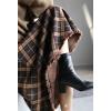 imagechouyatou Womens Winter Plaid Knit Skirt Tassel Hem High Elastic Waist Swing Midi Long SkirtCoffee