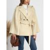 imagechouyatou Womens Winter Poncho Wool Coat Double Breasted Casual Loose Wool Blend Cape Cloak CoatApricot