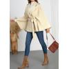 imagechouyatou Womens Winter Poncho Wool Coat Double Breasted Casual Loose Wool Blend Cape Cloak CoatApricot