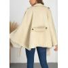 imagechouyatou Womens Winter Poncho Wool Coat Double Breasted Casual Loose Wool Blend Cape Cloak CoatApricot