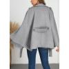 imagechouyatou Womens Winter Poncho Wool Coat Double Breasted Casual Loose Wool Blend Cape Cloak CoatGrey