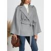 imagechouyatou Womens Winter Poncho Wool Coat Double Breasted Casual Loose Wool Blend Cape Cloak CoatGrey