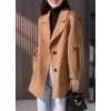 imagechouyatou Womens Winter Single Breasted Wool Coat Notch Lapel Bussiness Casual Wool Pea CoatCamel