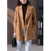 imagechouyatou Womens Winter Single Breasted Wool Coat Notch Lapel Bussiness Casual Wool Pea CoatCamel