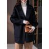 imagechouyatou Womens Winter Single Breasted Wool Coat Notch Lapel Bussiness Casual Wool Pea CoatNavy Blue