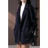 imagechouyatou Womens Winter Single Breasted Wool Coat Notch Lapel Bussiness Casual Wool Pea CoatNavy Blue
