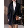 imagechouyatou Womens Winter Single Breasted Wool Coat Notch Lapel Bussiness Casual Wool Pea CoatNavy Blue
