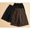 imagechouyatou Womens Winter Wool Wide Leg Shorts High Elastic Waist Dressy Casual Bermuda Shorts with PocketsCoffee