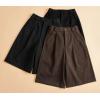 imagechouyatou Womens Winter Wool Wide Leg Shorts High Elastic Waist Dressy Casual Bermuda Shorts with PocketsDark Gray