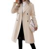 imagechouyatou Womens Business Casual Double Breasted Wool Coat Notch Collar Midi Long Winter Pea CoatApricot