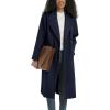 imagechouyatou Womens Business Casual Double Breasted Wool Coat Notch Lapel Midi Long Winter Trench CoatNavy Blue