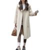 imagechouyatou Womens Cute Winter Wool Blend Trench Coat Mid Long Open front Hooded Coat Horn Button OvercoatBeige