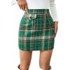imagechouyatou Womens Fall Winter Sexy Plaid Pencil Wool Skirts High Waisted Casual Bodycon Short Mini SkirtsGreen