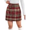 imagechouyatou Womens Fall Winter Sexy Plaid Pencil Wool Skirts High Waisted Casual Bodycon Short Mini SkirtsRed