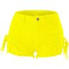 imagechouyatou Womens High Waist Perfect ButtLifting Destroyed Hole Fringed Denim Short Drawstring SlitYellow