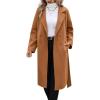 imagechouyatou Womens Winter Double Breasted Wool Coat Notch Lapel Long Winter Trench Coat with BeltCamel