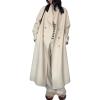 imagechouyatou Womens Winter Double Breasted Wool Coat Shawl Collar Long Trench Coat Overcoat with PocketsBeige