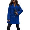 imagechouyatou Womens Winter Double Breasted Wool Pea Coat Classic Notch Lapel Office Wool Coat OvercoatBlue