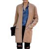 imagechouyatou Womens Winter Notched Collar Open Front Wool Coat Midi Long Business Casual Wool Pea CoatCamel