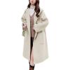 imagechouyatou Womens Winter Open Front Wool Coat Causal Hooded Mid Long Trench Coat Overcoat with PocketsApricot