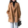 imagechouyatou Womens Winter Single Breasted Wool Coat Notch Lapel Bussiness Casual Wool Pea CoatCamel