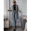 imagechouyatou Women Winter Houndstooth Wool Blend Trench Coat Notch Lapel Warm Long Double Breasted PeacoatBlack