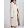 imagechouyatou Womens Business Casual Double Breasted Wool Coat Turn Down Collar Midi Long Winter Trench CoatBeige