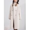 imagechouyatou Womens Business Casual Double Breasted Wool Coat Turn Down Collar Midi Long Winter Trench CoatBeige