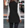 imagechouyatou Womens Casual Double Breasted Long Wool Vest Notched Lapel Sleeveless Wool Blend Trench Pea CoatBlack