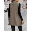 imagechouyatou Womens Casual Double Breasted Long Wool Vest Notched Lapel Sleeveless Wool Blend Trench Pea CoatCoffee