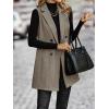 imagechouyatou Womens Casual Double Breasted Long Wool Vest Notched Lapel Sleeveless Wool Blend Trench Pea CoatCoffee