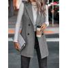 imagechouyatou Womens Casual Double Breasted Long Wool Vest Notched Lapel Sleeveless Wool Blend Trench Pea CoatGray
