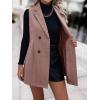 imagechouyatou Womens Casual Double Breasted Long Wool Vest Notched Lapel Sleeveless Wool Blend Trench Pea CoatWine Red