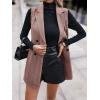 imagechouyatou Womens Casual Double Breasted Long Wool Vest Notched Lapel Sleeveless Wool Blend Trench Pea CoatWine Red