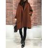 imagechouyatou Womens Casual Oversized Open Front Wool Overcoat Elegant Loose Notch Lapel Coat with PocketsBrown