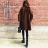 imagechouyatou Womens Casual Oversized Open Front Wool Overcoat Elegant Loose Notch Lapel Coat with PocketsBrown