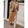 imagechouyatou Womens Double Breasted Wool Coat Notched Lapel Collar Winter Pea Coat Overcoat Long JacketsCamel