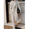 imagechouyatou Womens Double Breasted Wool Coat Notched Lapel Collar Winter Pea Coat Overcoat Long JacketsWhite