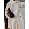 imagechouyatou Womens Double Breasted Wool Coat Notched Lapel Collar Winter Pea Coat Overcoat Long JacketsWhite