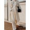 imagechouyatou Womens Double Breasted Wool Coat Notched Lapel Collar Winter Pea Coat Overcoat Long JacketsWhite
