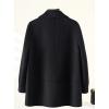 imagechouyatou Womens Dressy Wool Blend Coat Notch Lapel Overcoat Loose Warm Single Breasted Trench CoatBlack