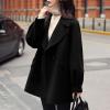 imagechouyatou Womens Dressy Wool Blend Coat Notch Lapel Overcoat Loose Warm Single Breasted Trench CoatBlack
